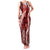 Hawaii Puakenikeni and Maile Lei Family Matching Tank Maxi Dress and Hawaiian Shirt Red Japanese Wave Style - Polynesian Pride
