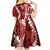 Hawaii Puakenikeni and Maile Lei Kid Short Sleeve Dress Red Japanese Wave Style - Polynesian Pride