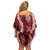 Hawaii Puakenikeni and Maile Lei Off Shoulder Short Dress Red Japanese Wave Style - Polynesian Pride