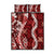Hawaii Puakenikeni and Maile Lei Quilt Bed Set Red Japanese Wave Style - Polynesian Pride