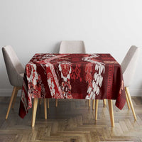 Hawaii Puakenikeni and Maile Lei Tablecloth Red Japanese Wave Style - Polynesian Pride