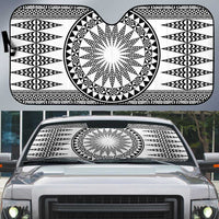 All White Tonga Malo e lelei Auto Sun Shade Vintage Ngatu Tribal Pattern - Polynesian Pride