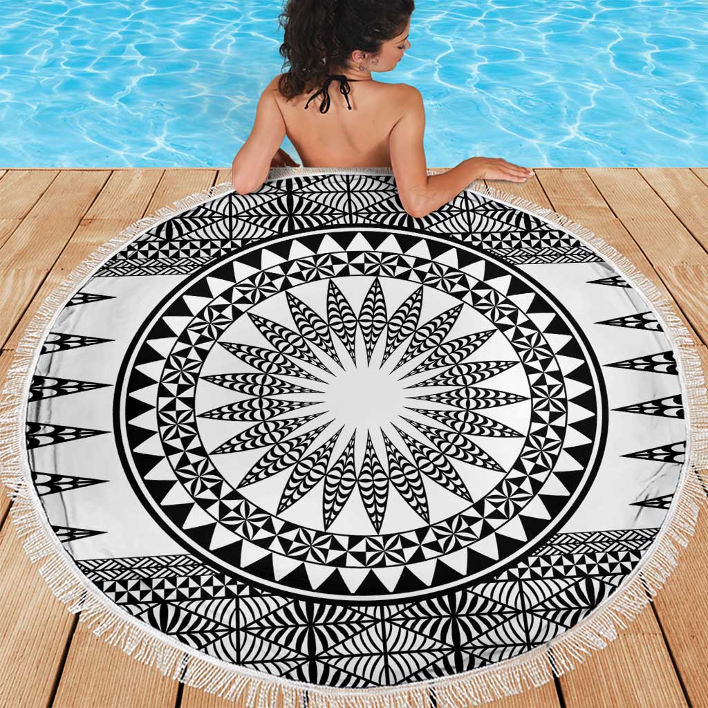 All White Tonga Malo e lelei Beach Blanket Vintage Ngatu Tribal Pattern - Polynesian Pride