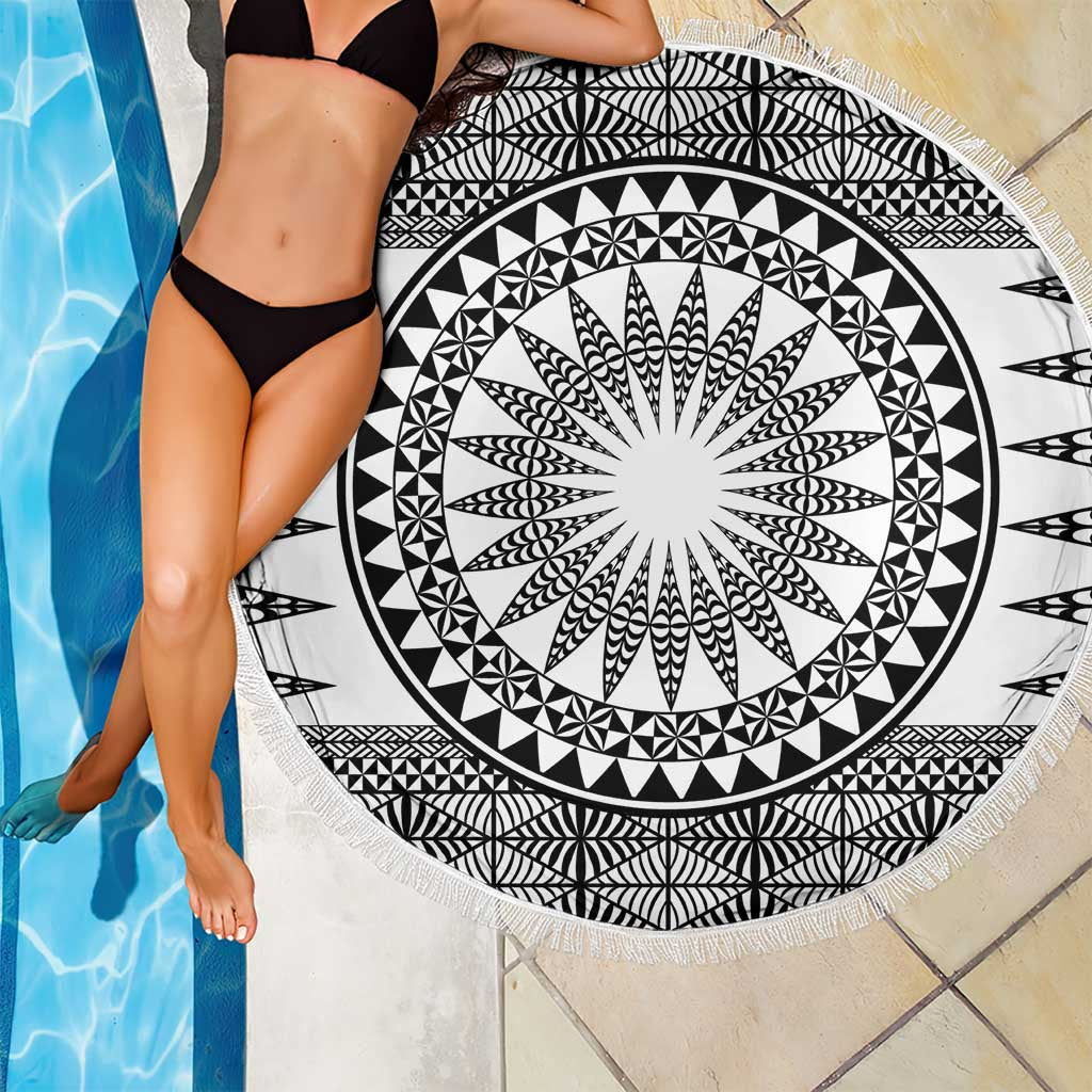 All White Tonga Malo e lelei Beach Blanket Vintage Ngatu Tribal Pattern - Polynesian Pride