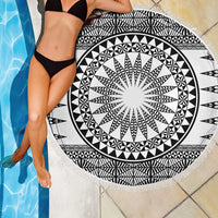 All White Tonga Malo e lelei Beach Blanket Vintage Ngatu Tribal Pattern - Polynesian Pride