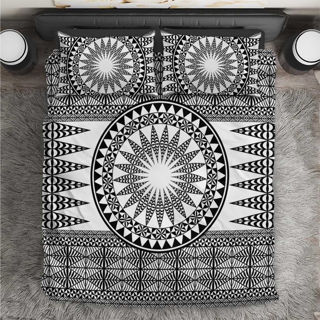 All White Tonga Malo e lelei Bedding Set Vintage Ngatu Tribal Pattern - Polynesian Pride