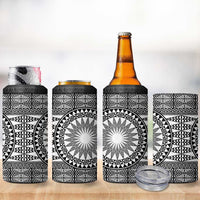 All White Tonga Malo e lelei 4 in 1 Can Cooler Tumbler Vintage Ngatu Tribal Pattern - Polynesian Pride