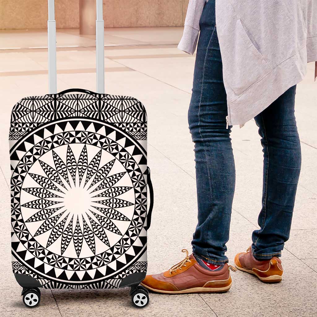 All White Tonga Malo e lelei Luggage Cover Vintage Ngatu Tribal Pattern - Polynesian Pride
