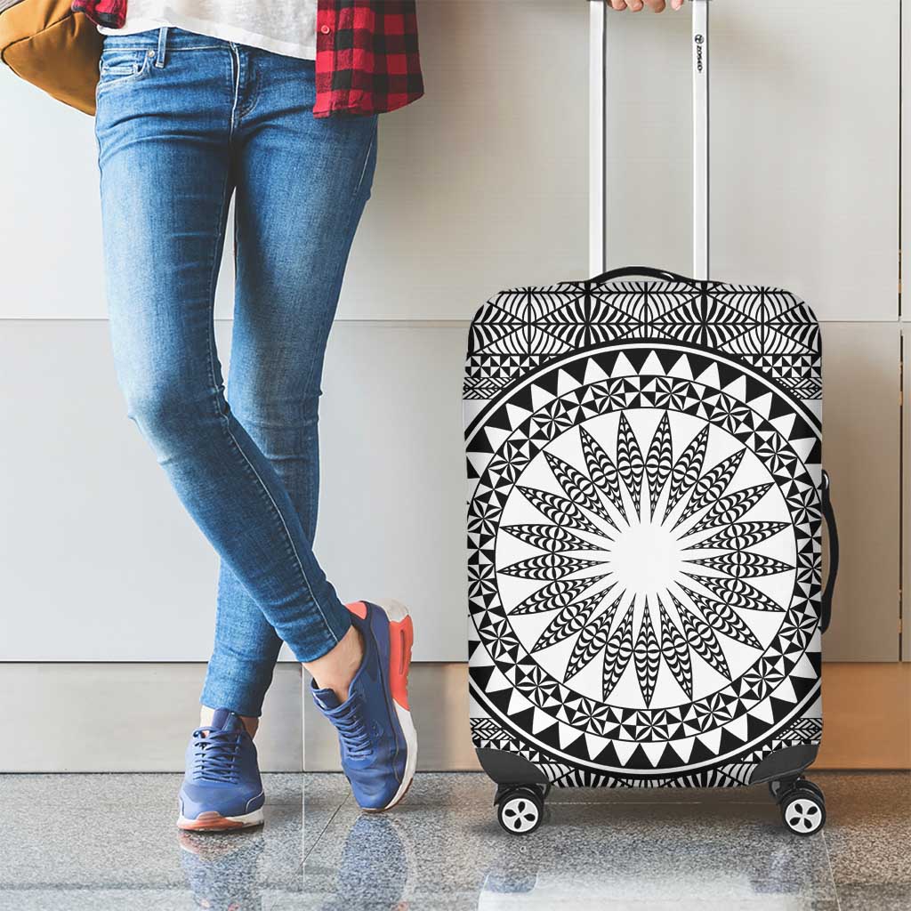 All White Tonga Malo e lelei Luggage Cover Vintage Ngatu Tribal Pattern - Polynesian Pride