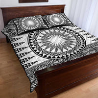 All White Tonga Malo e lelei Quilt Bed Set Vintage Ngatu Tribal Pattern - Polynesian Pride