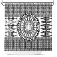 All White Tonga Malo e lelei Shower Curtain Vintage Ngatu Tribal Pattern - Polynesian Pride