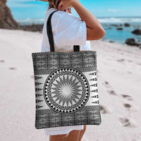 All White Tonga Malo e lelei Tote Bag Vintage Ngatu Tribal Pattern - Polynesian Pride