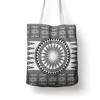 All White Tonga Malo e lelei Tote Bag Vintage Ngatu Tribal Pattern - Polynesian Pride