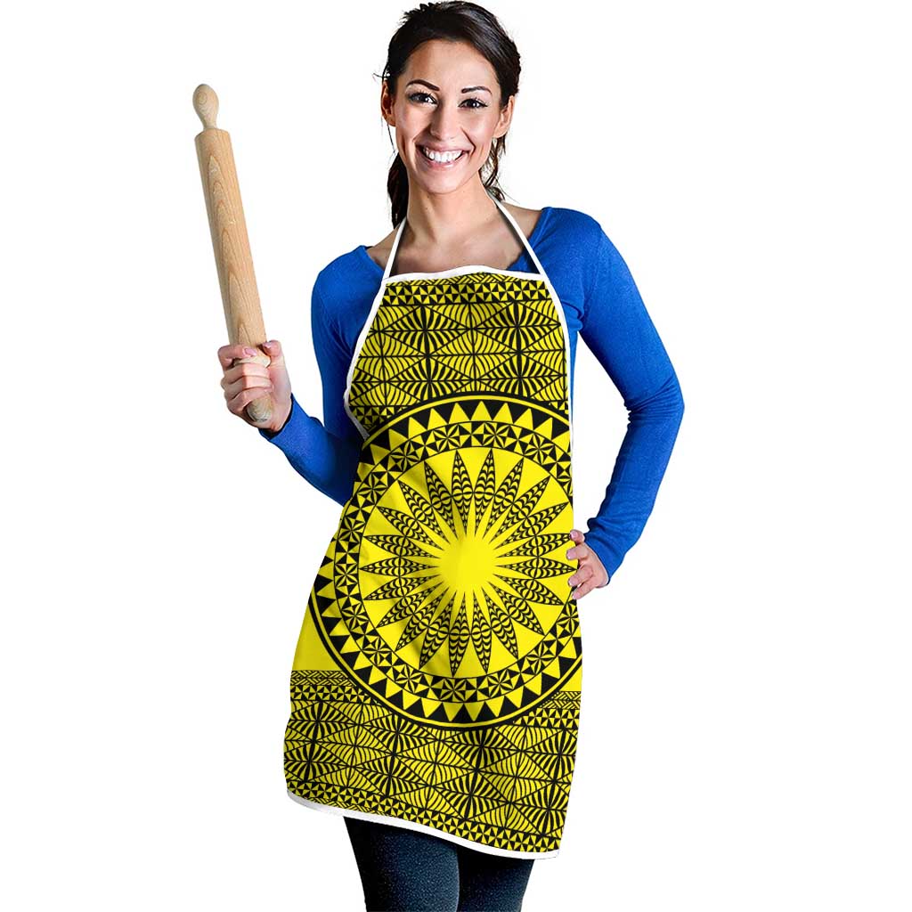 All Yellow Tonga Malo e lelei Apron Vintage Ngatu Tribal Pattern - Polynesian Pride