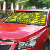 All Yellow Tonga Malo e lelei Auto Sun Shade Vintage Ngatu Tribal Pattern - Polynesian Pride