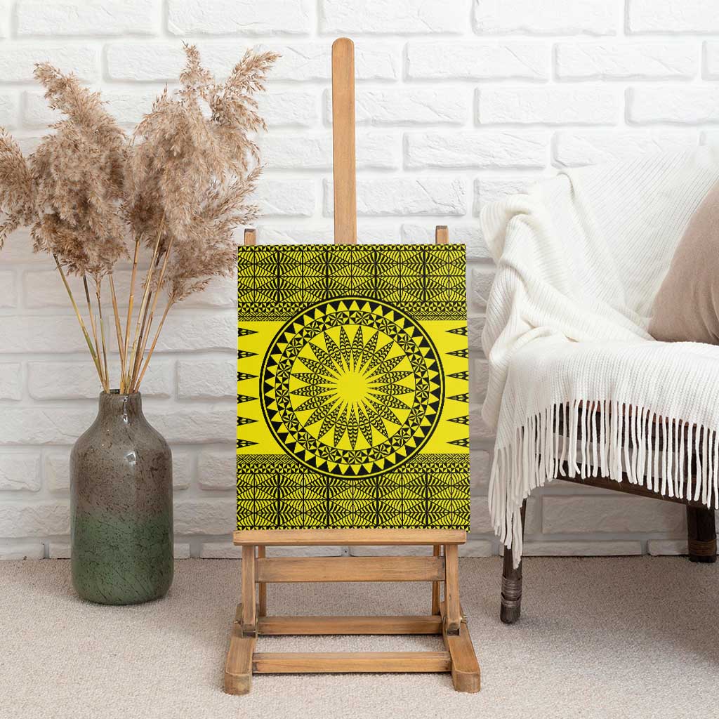 All Yellow Tonga Malo e lelei Canvas Wall Art Vintage Ngatu Tribal Pattern - Polynesian Pride