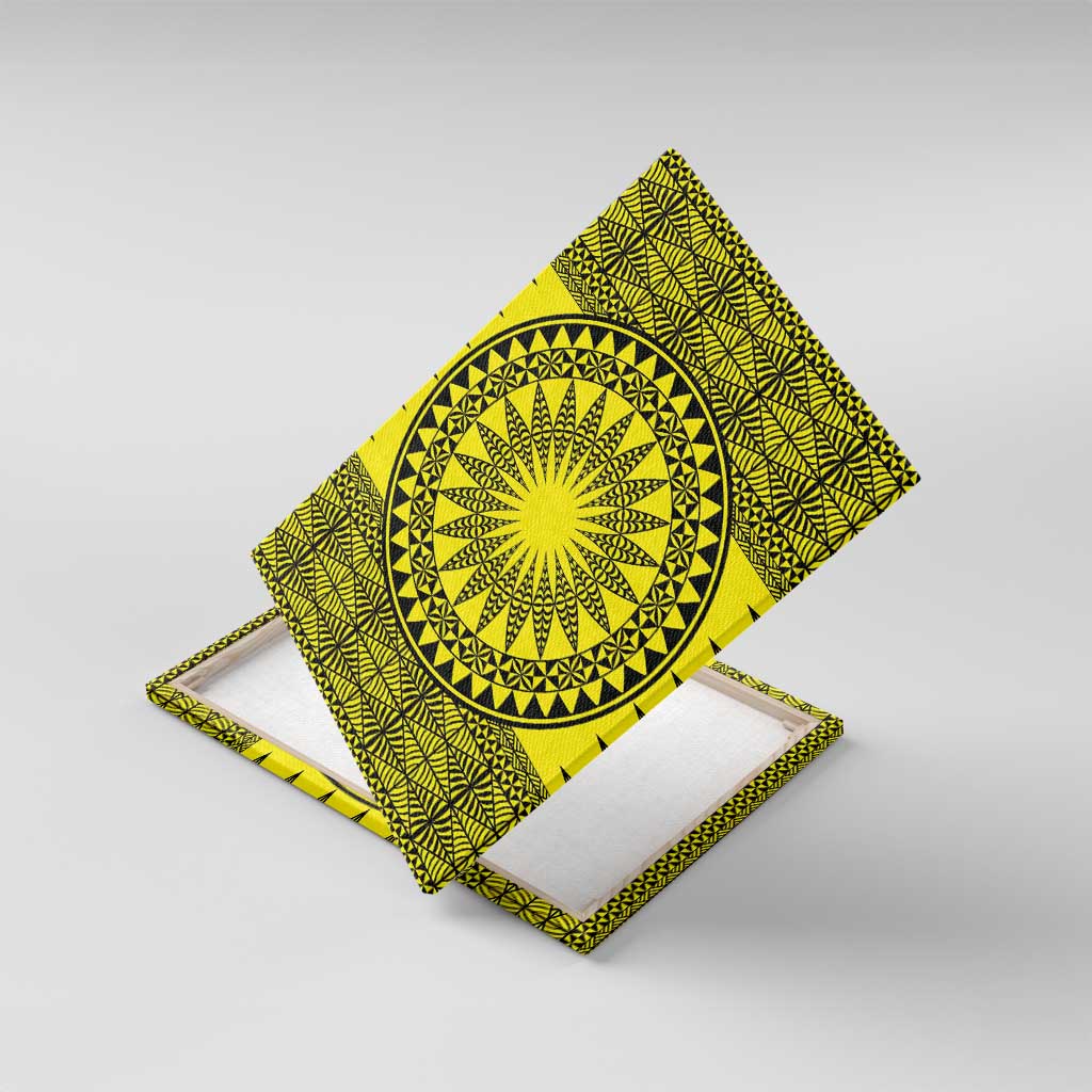 All Yellow Tonga Malo e lelei Canvas Wall Art Vintage Ngatu Tribal Pattern - Polynesian Pride