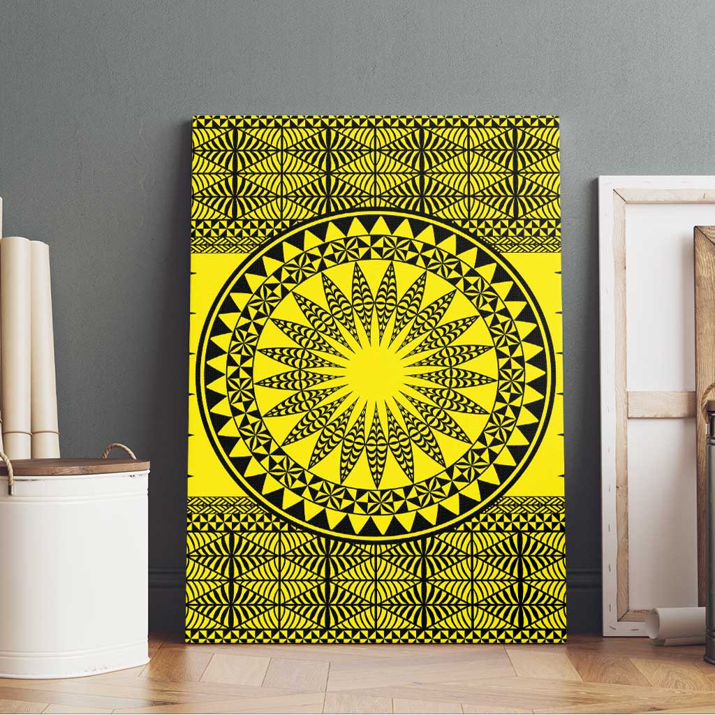 All Yellow Tonga Malo e lelei Canvas Wall Art Vintage Ngatu Tribal Pattern - Polynesian Pride