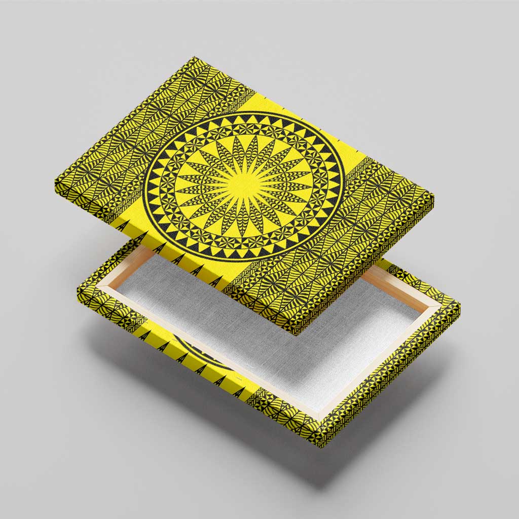 All Yellow Tonga Malo e lelei Canvas Wall Art Vintage Ngatu Tribal Pattern - Polynesian Pride
