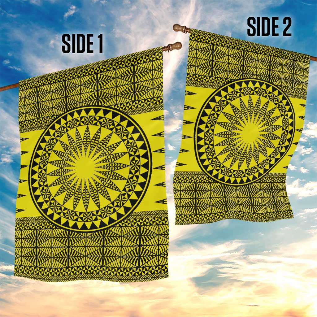 All Yellow Tonga Malo e lelei Garden Flag Vintage Ngatu Tribal Pattern - Polynesian Pride