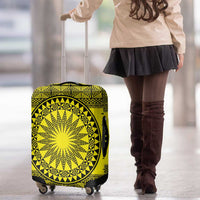 All Yellow Tonga Malo e lelei Luggage Cover Vintage Ngatu Tribal Pattern - Polynesian Pride