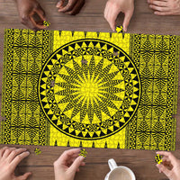 All Yellow Tonga Malo e lelei Puzzle Vintage Ngatu Tribal Pattern - Polynesian Pride