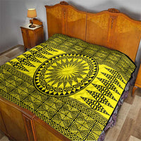 All Yellow Tonga Malo e lelei Quilt Vintage Ngatu Tribal Pattern - Polynesian Pride