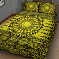 All Yellow Tonga Malo e lelei Quilt Bed Set Vintage Ngatu Tribal Pattern - Polynesian Pride