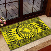 All Yellow Tonga Malo e lelei Rubber Doormat Vintage Ngatu Tribal Pattern - Polynesian Pride