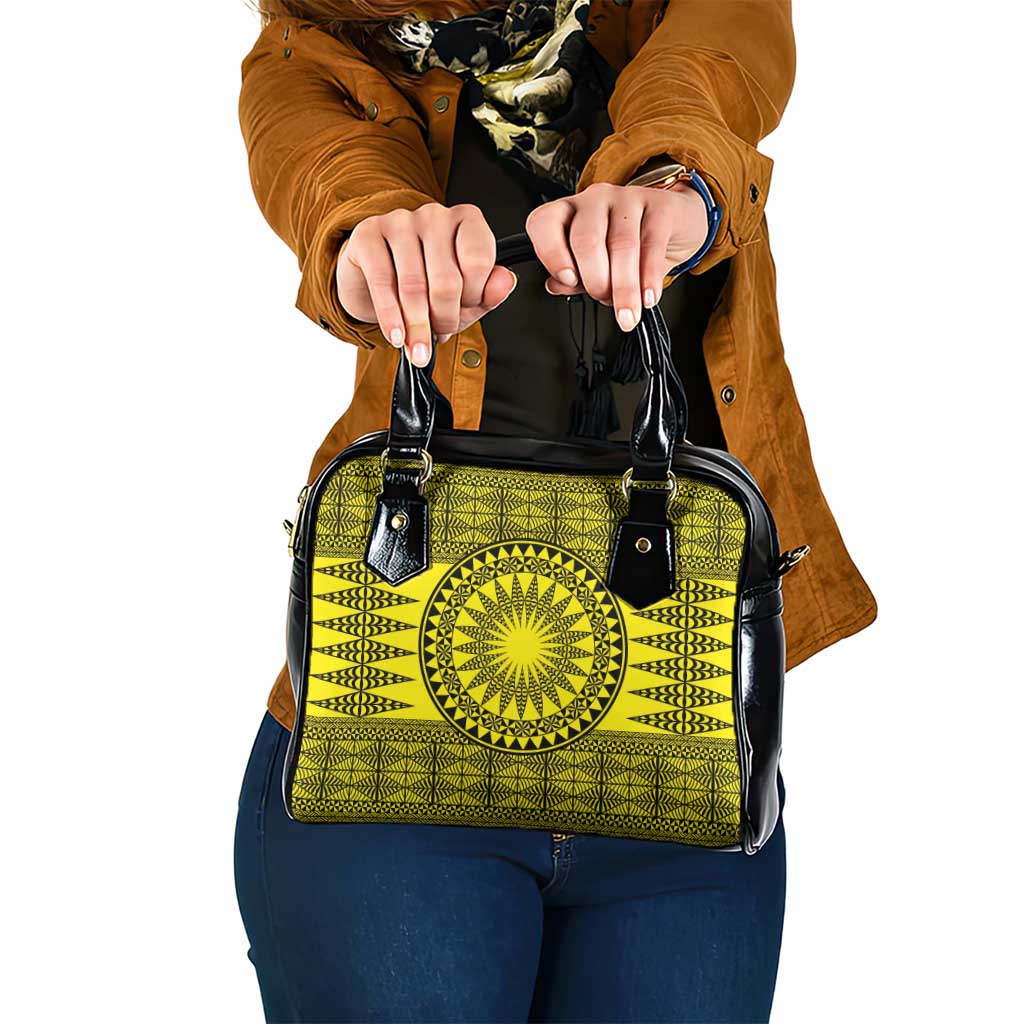 All Yellow Tonga Malo e lelei Shoulder Handbag Vintage Ngatu Tribal Pattern - Polynesian Pride