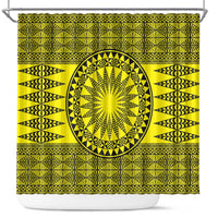 All Yellow Tonga Malo e lelei Shower Curtain Vintage Ngatu Tribal Pattern - Polynesian Pride