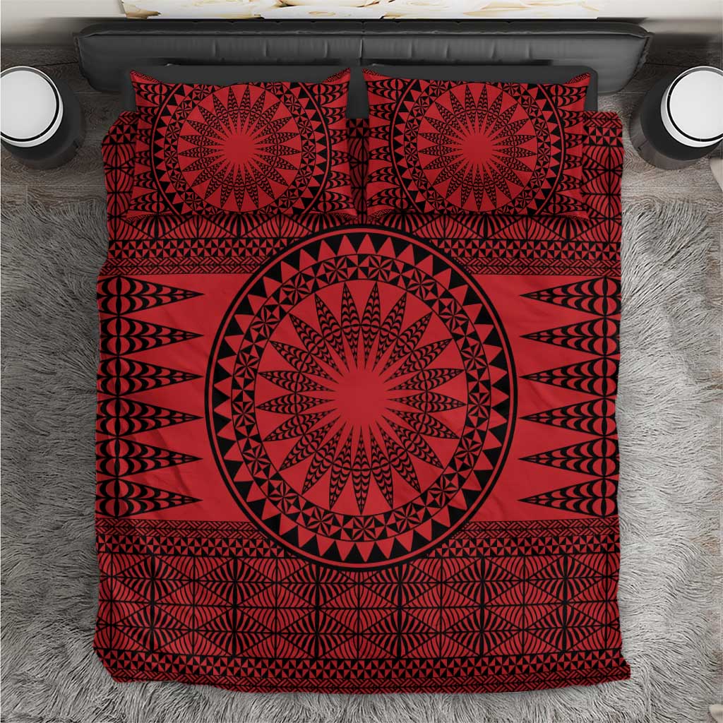 All Red Tonga Malo e lelei Bedding Set Vintage Ngatu Tribal Pattern - Polynesian Pride