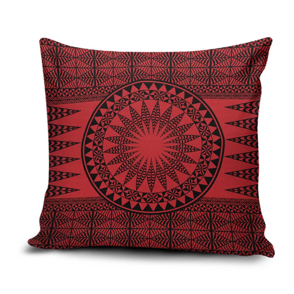 All Red Tonga Malo e lelei Pillow Cover Vintage Ngatu Tribal Pattern - Polynesian Pride