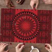 All Red Tonga Malo e lelei Puzzle Vintage Ngatu Tribal Pattern - Polynesian Pride