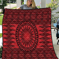All Red Tonga Malo e lelei Quilt Vintage Ngatu Tribal Pattern - Polynesian Pride