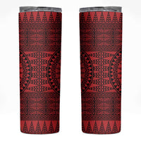 All Red Tonga Malo e lelei Skinny Tumbler Vintage Ngatu Tribal Pattern - Polynesian Pride