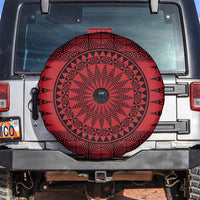 All Red Tonga Malo e lelei Spare Tire Cover Vintage Ngatu Tribal Pattern - Polynesian Pride