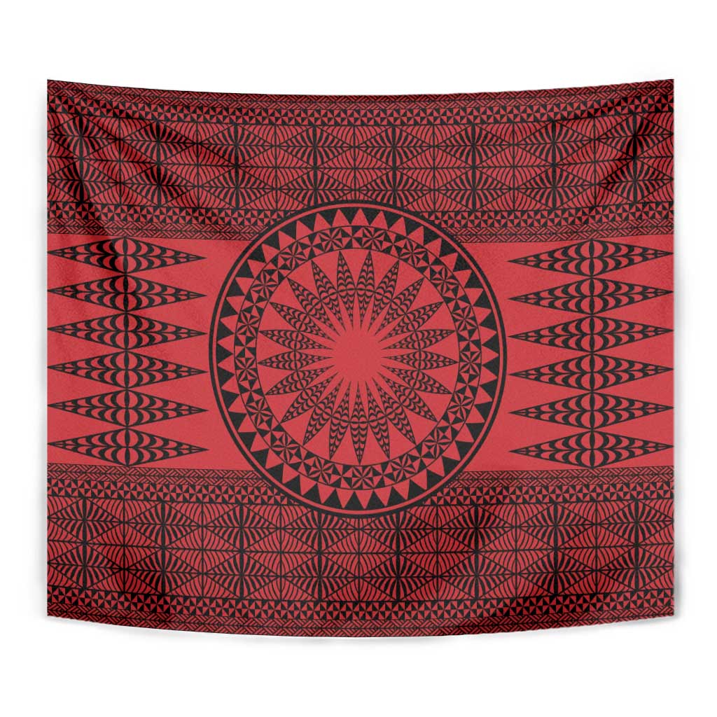 All Red Tonga Malo e lelei Tapestry Vintage Ngatu Tribal Pattern - Polynesian Pride