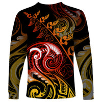 New Zealand Long Sleeve Shirt Aotearoa Wisdom Face Maori Fern Tattoo Arty LT9 - Polynesian Pride