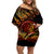 New Zealand Off Shoulder Short Dress Aotearoa Wisdom Face Maori Fern Tattoo Arty LT9 Women Reggae - Polynesian Pride