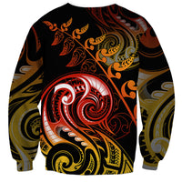 New Zealand Sweatshirt Aotearoa Hei-Tiki Maori Fern Tattoo Arty LT9 - Polynesian Pride