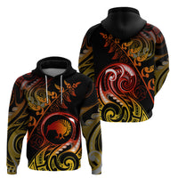 New Zealand Hoodie Aotearoa Kiwi Bird Maori Fern Tattoo Arty LT9 - Polynesian Pride