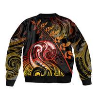 New Zealand Bomber Jacket Aotearoa Manaia Maori Fern Tattoo Arty LT9 - Polynesian Pride