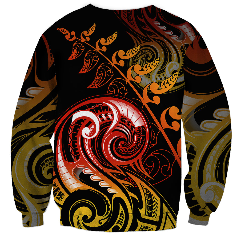 New Zealand Sweatshirt Aotearoa Manaia Maori Fern Tattoo Arty LT9 - Polynesian Pride