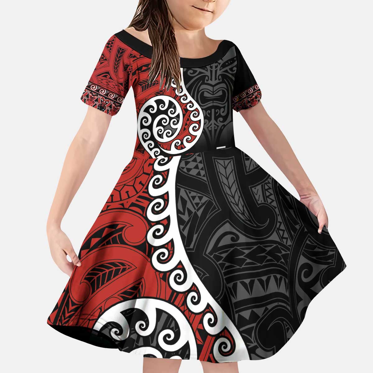 Honour The Treaty New Zealand Kid Short Sleeve Dress Toitu Te Tiriti Ake!Ake!Ake! LT9 KID Black - Polynesian Pride