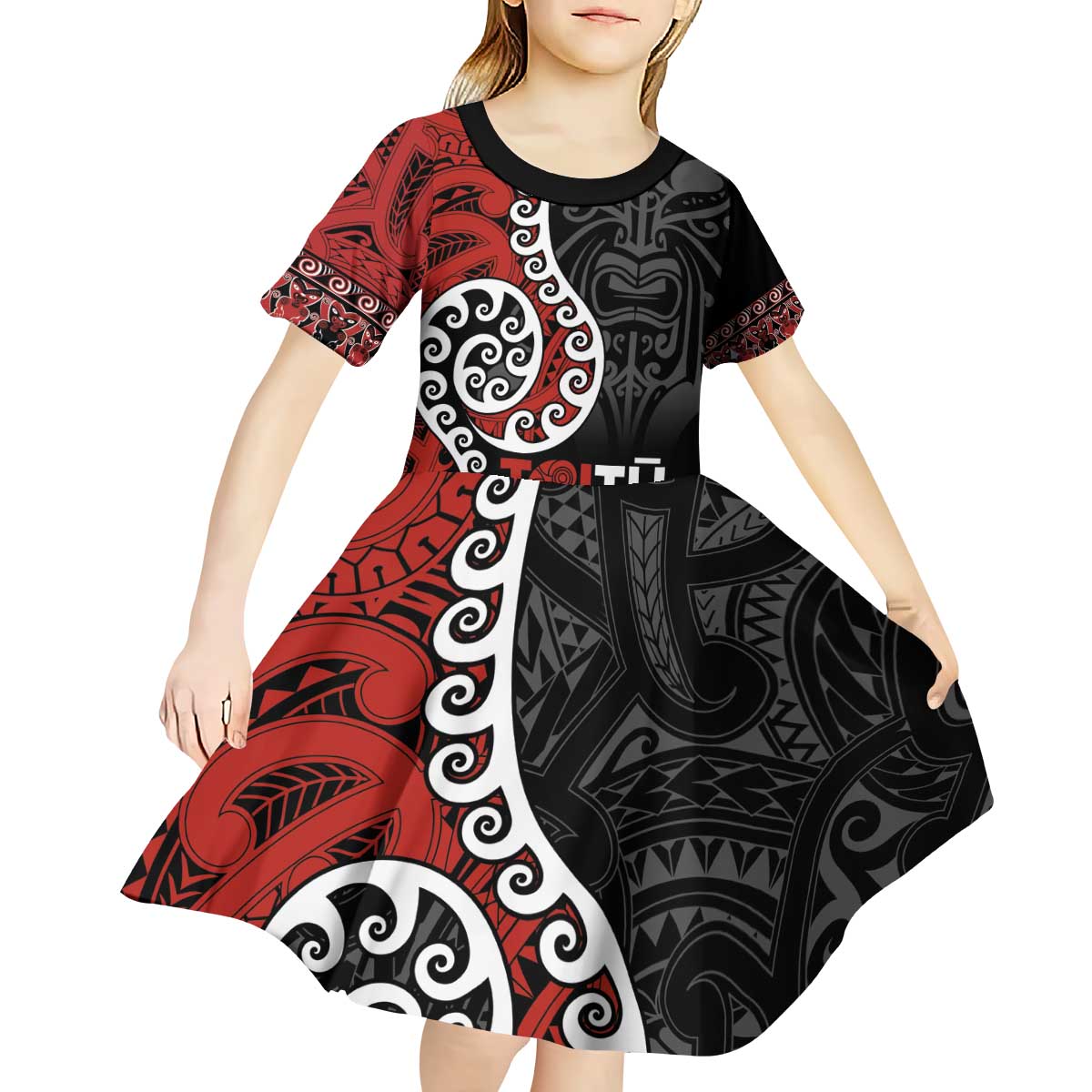 Honour The Treaty New Zealand Kid Short Sleeve Dress Toitu Te Tiriti Ake!Ake!Ake! LT9 - Polynesian Pride