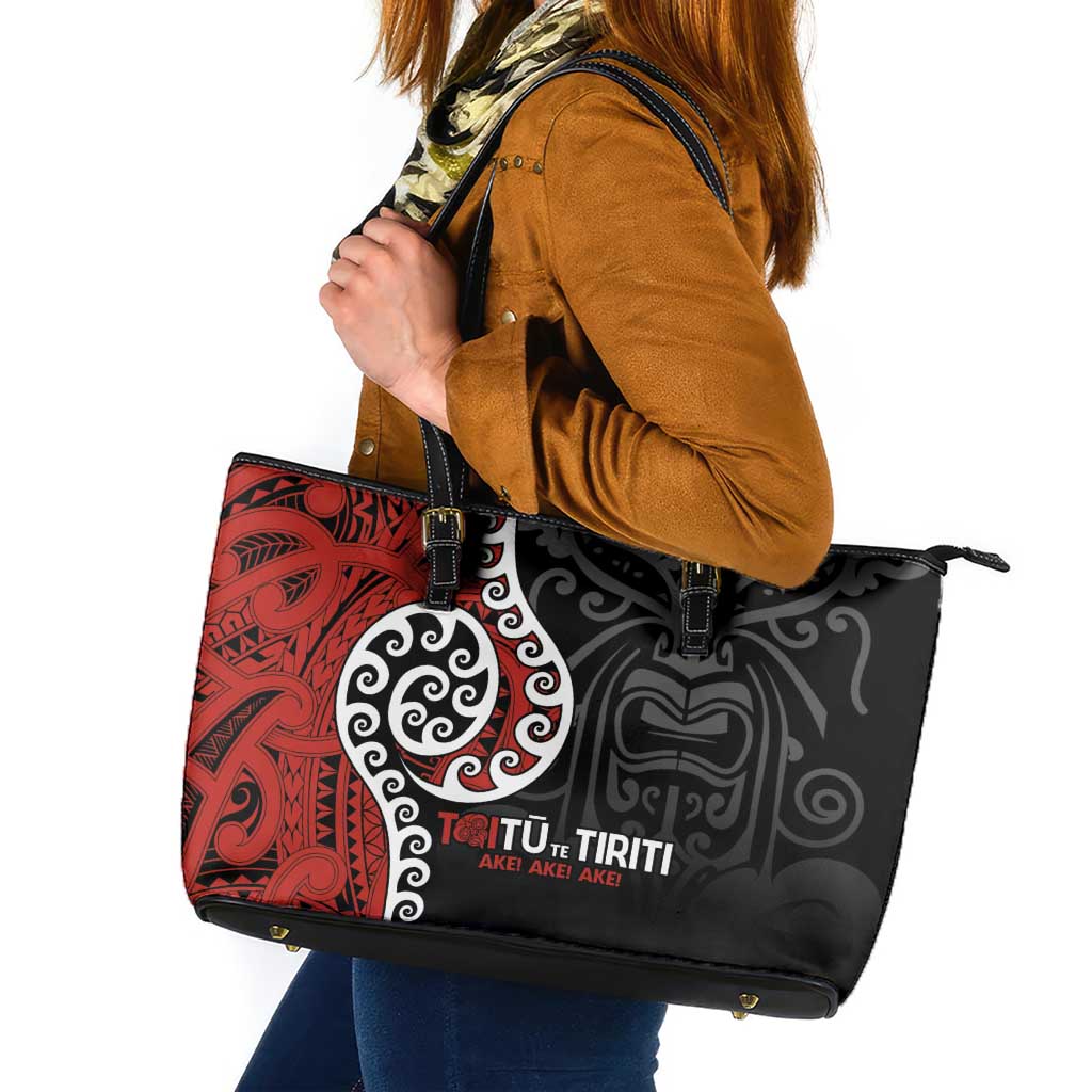 Honour The Treaty New Zealand Leather Tote Bag Toitu Te Tiriti Ake!Ake!Ake!