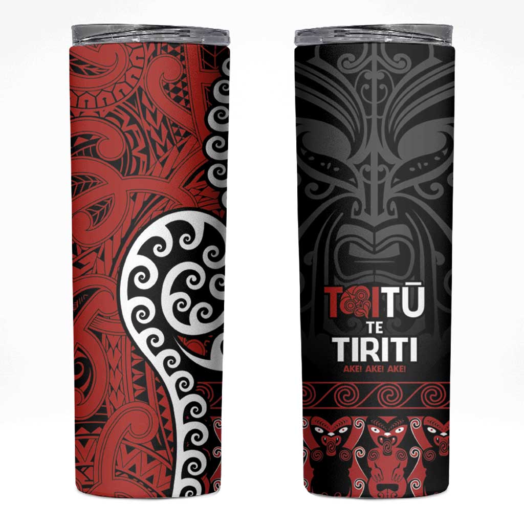 Honour The Treaty New Zealand Skinny Tumbler Toitu Te Tiriti Ake!Ake!Ake! LT9 Black - Polynesian Pride