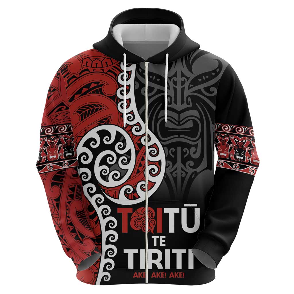 Honour The Treaty New Zealand Zip Hoodie Toitu Te Tiriti Ake!Ake!Ake! LT9 - Polynesian Pride