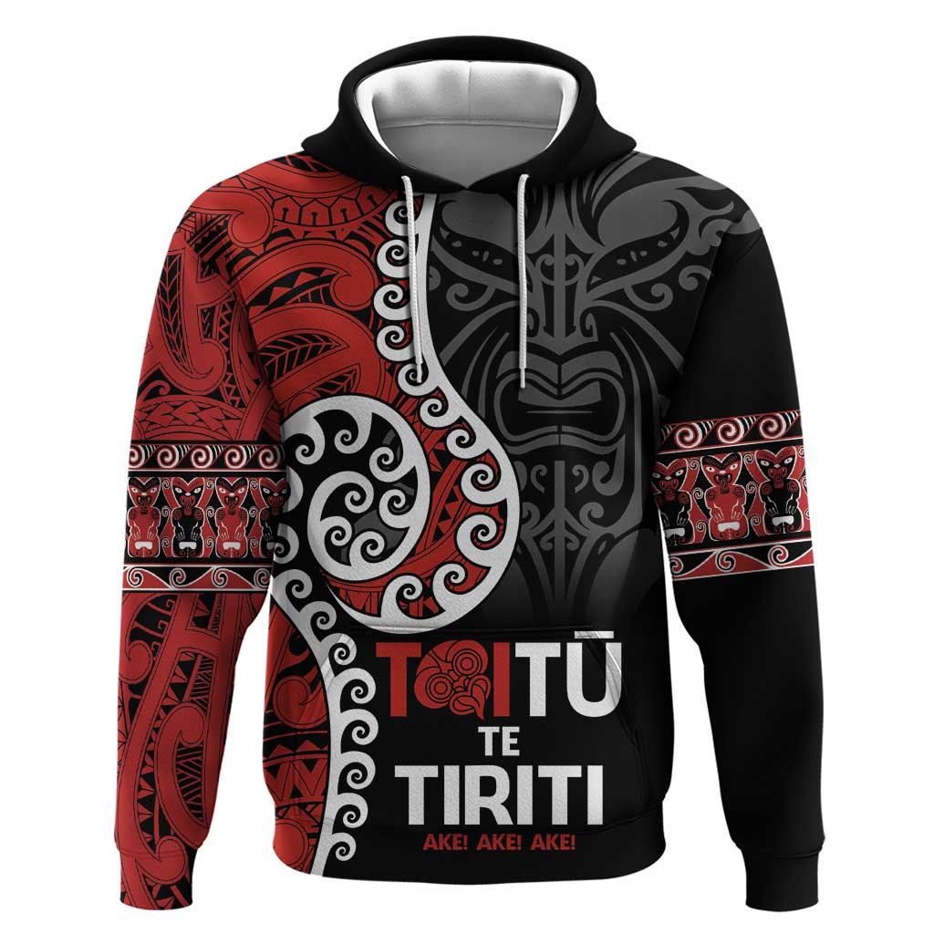 Honour The Treaty New Zealand Zip Hoodie Toitu Te Tiriti Ake!Ake!Ake! LT9 Pullover Hoodie Black - Polynesian Pride